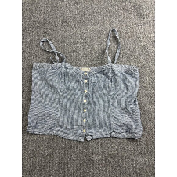 Everlane Tops - Everlane Shirt Womens 14‎ Blue White Striped Button Front Camisole Tank Top Crop